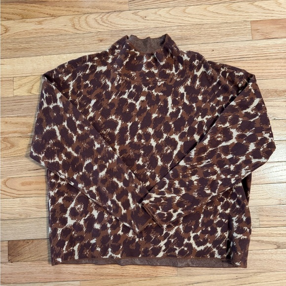 Maeve Sweaters - Maeve Brown Leopard Turtleneck Sweater